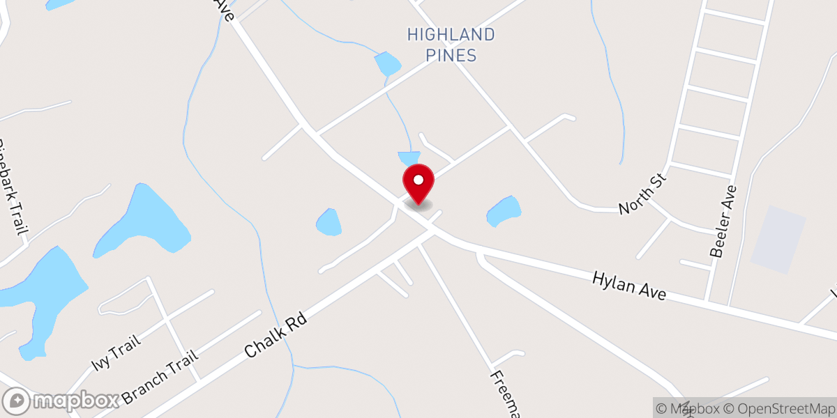 Map showing location of Highland Pines Original Church