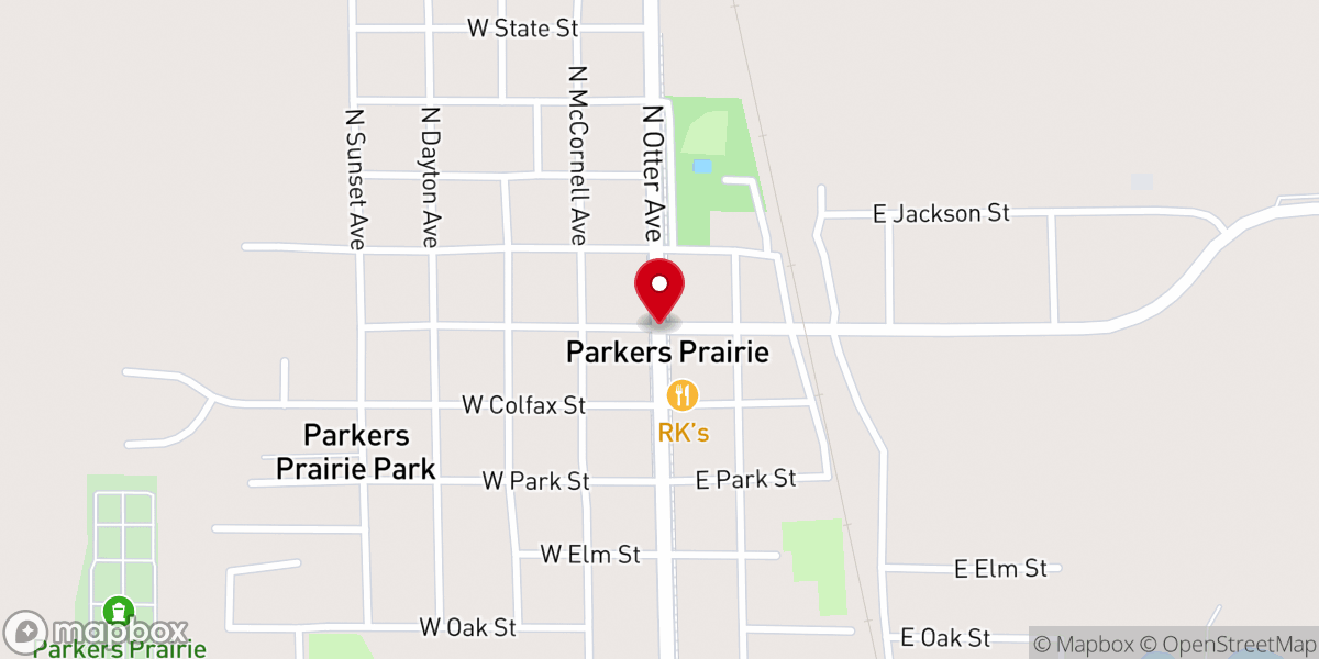 Map showing location of Parkers Prairie