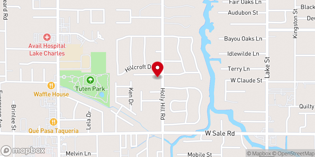 Map showing location of Living Water Lake Charles Global Methodist Church