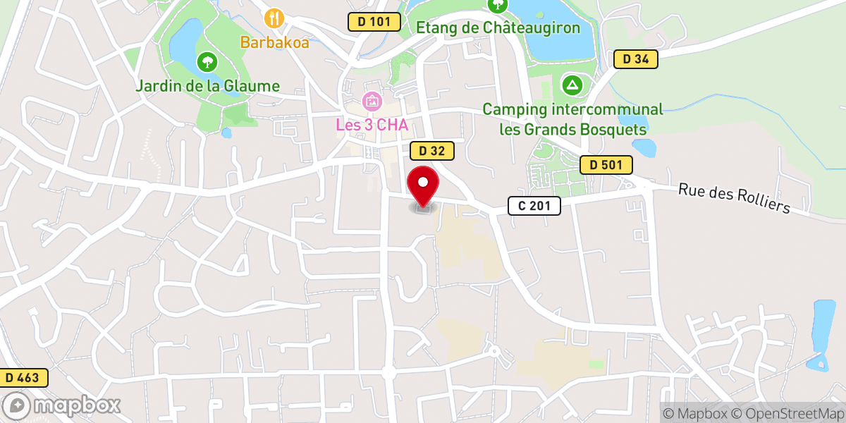 Map showing location of Parking du Prieuré