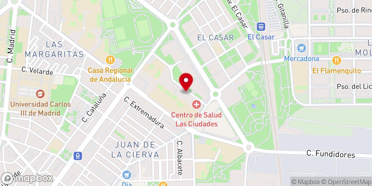 Map showing location of Primera Iglesia Evangélica Bautista de Getafe