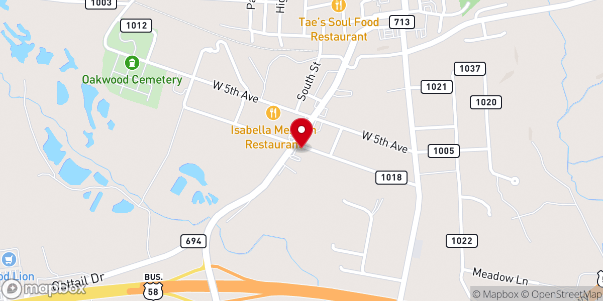 Map showing location of Tabernacle Zion Church