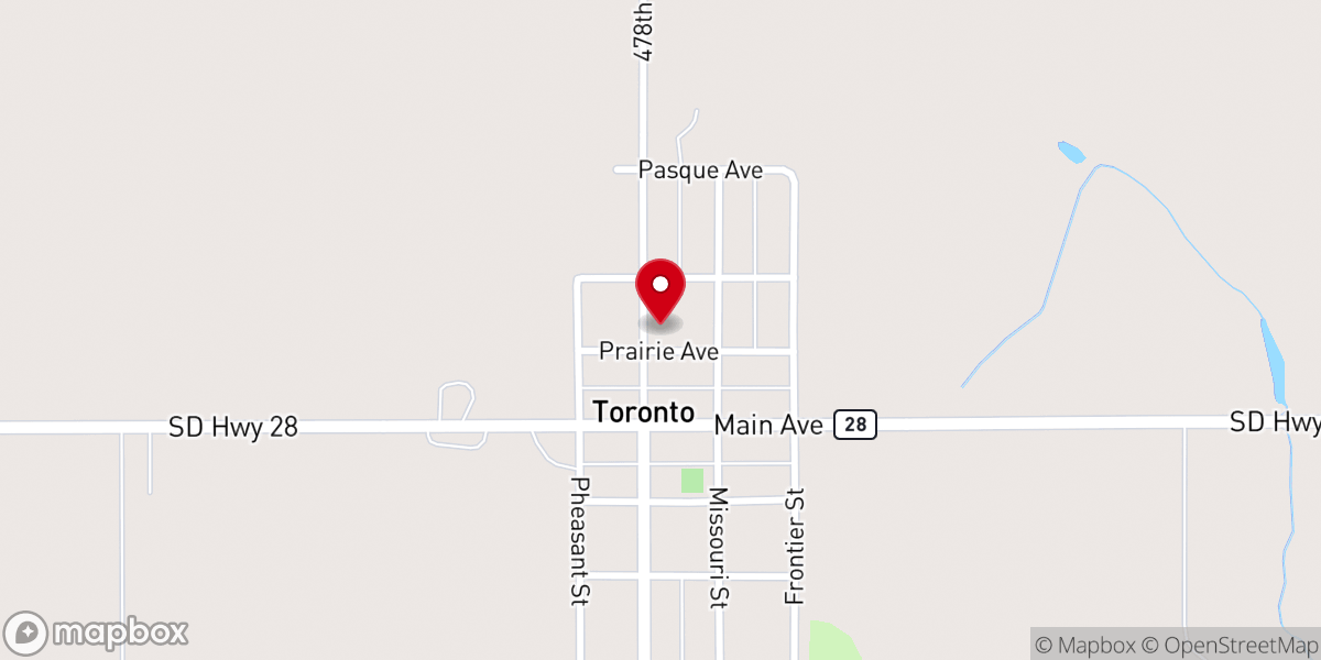 Map showing location of Blom Prairie Lutheran Church