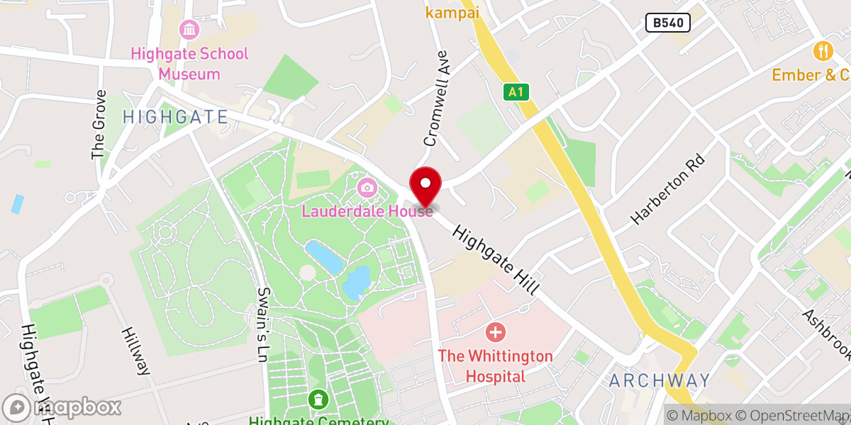 Map showing location of St Joseph's RC Church, Highgate