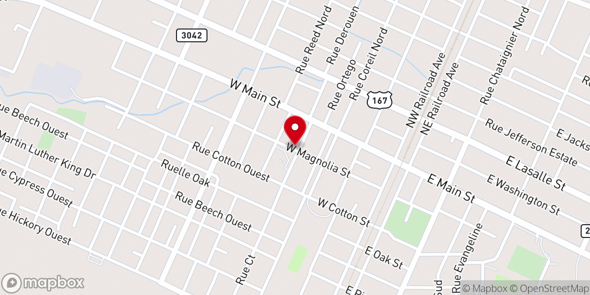 Map showing location of Evangeline Community Action