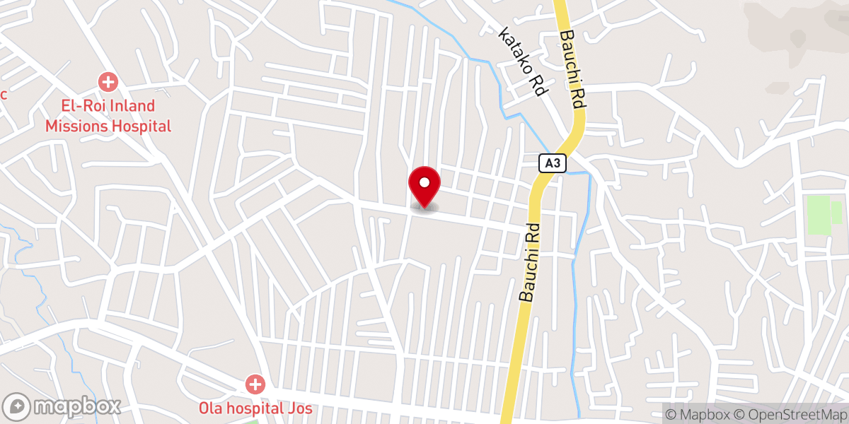 Map showing location of Apostolic Church, Gofwen Close, Off Tudun Wada Ring Road, Jos-Plateau