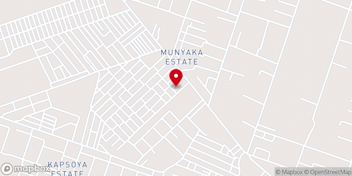 Map showing location of Happy Church Munyaka- Eldoret