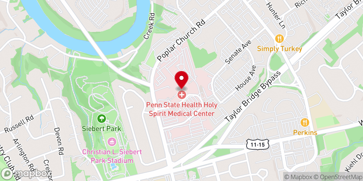 Map showing location of Penn State Health Holy Spirit Medical Center