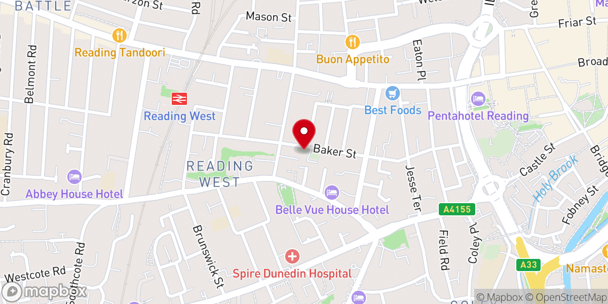 Map showing location of Reading National Spiritualist Centre - Reading SNU Centre