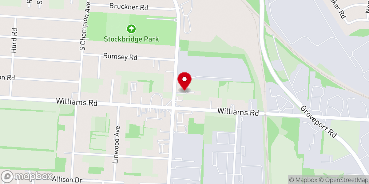 Map showing location of Crossroads United Baptist Church