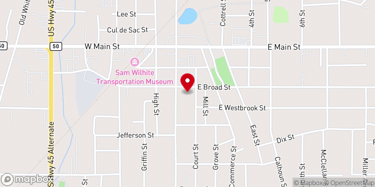 Map showing location of First Baptist Church
