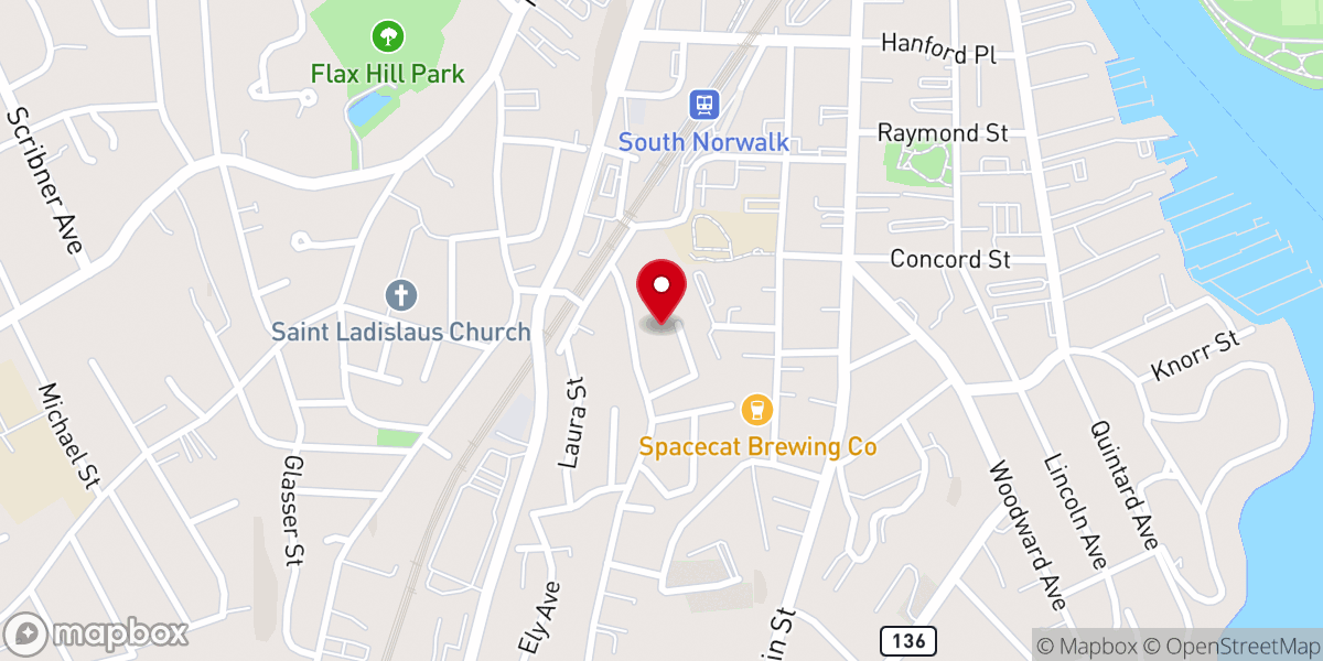 Map showing location of Calvin Reformed Church of Norwalk