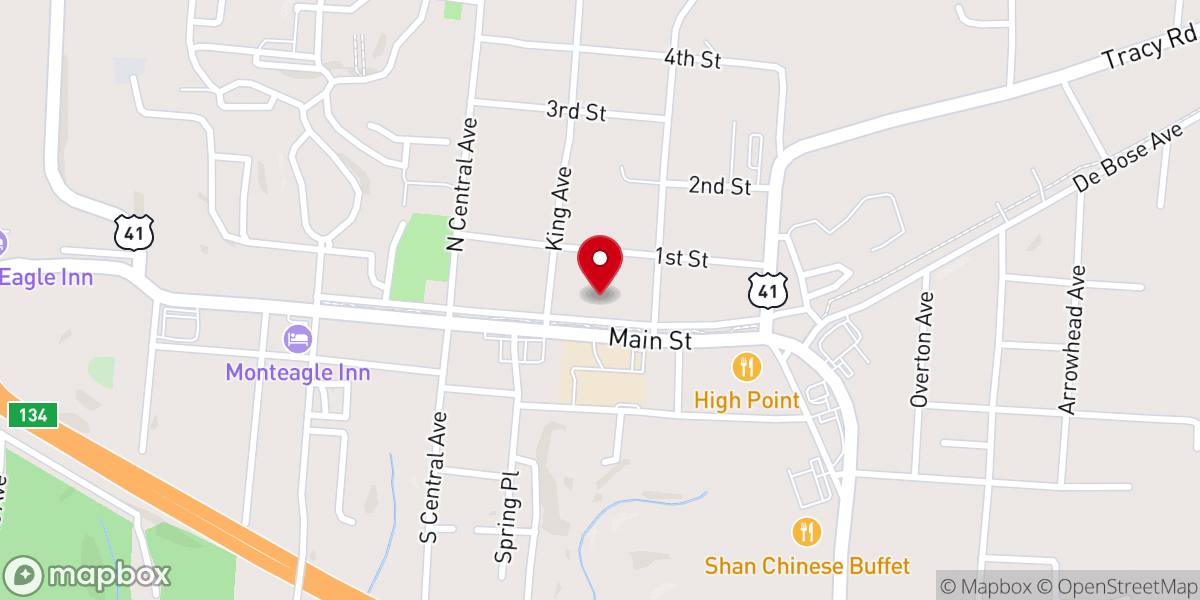 Map showing location of MONTEAGLE CUMBERLAND PRESBYTERIAN CHURCH