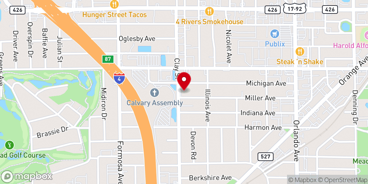 Map showing location of Orlando Community of Christ
