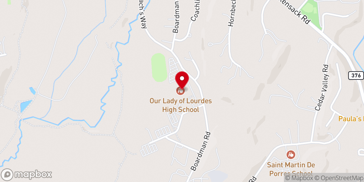 Map showing location of Our Lady of Lourdes High School