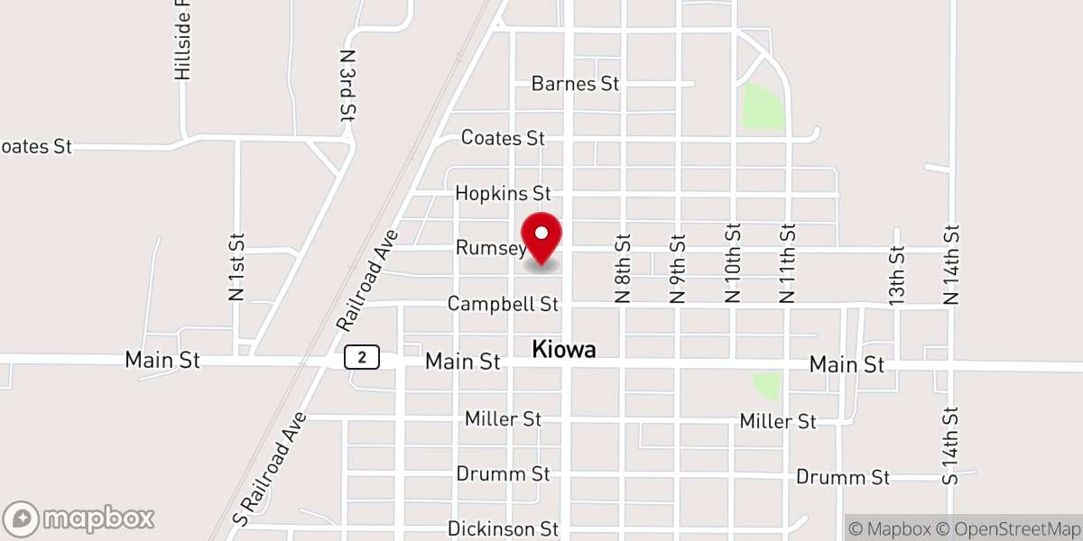 Map showing location of Kiowa Congregational Church