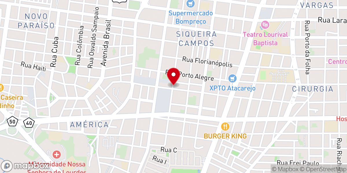 Map showing location of Igreja Batista Filadelfia em Aracaju