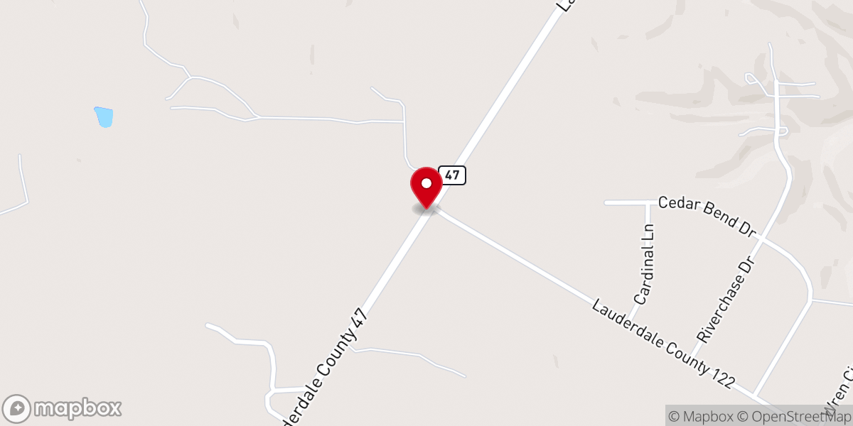 Map showing location of The Rock Family Worship Center - Shoals Campus