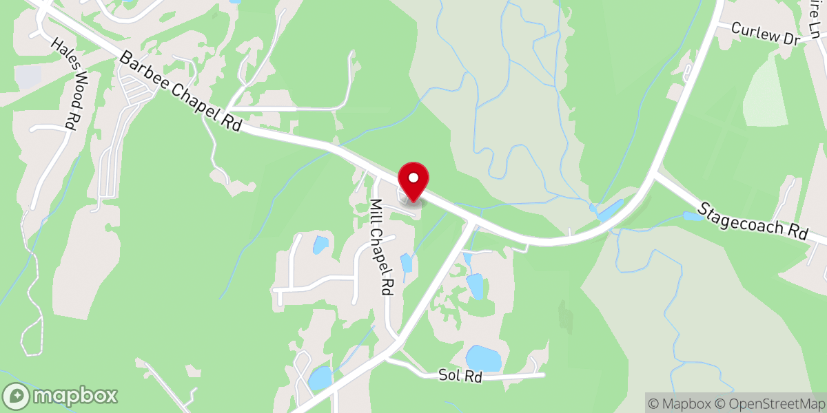 Map showing location of Barbee's Chapel Harvest Word Church