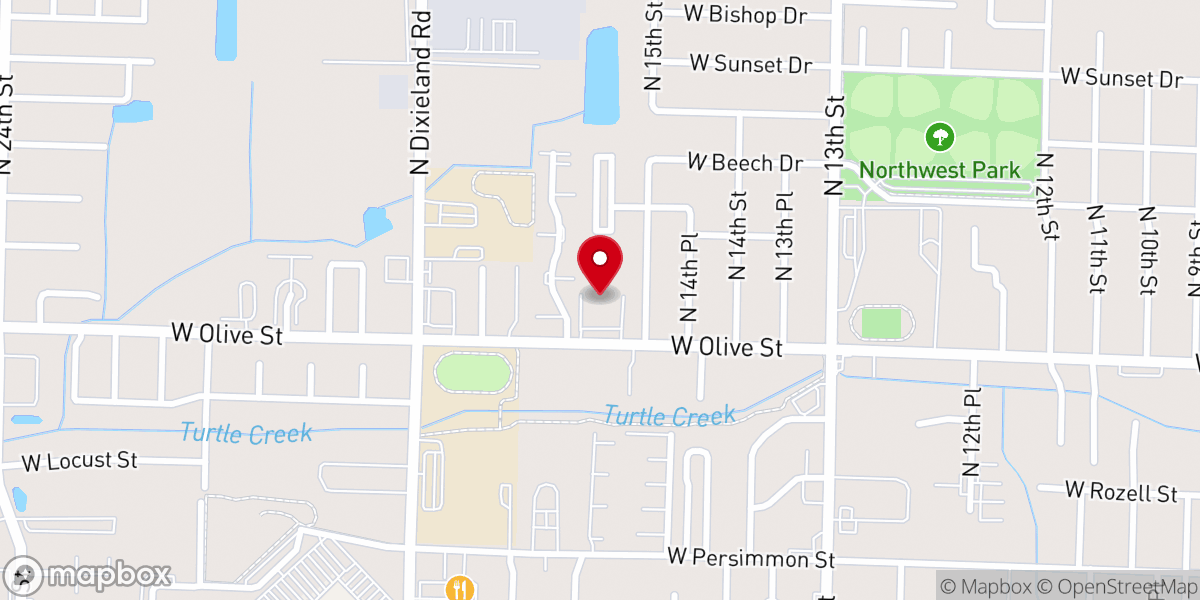 Map showing location of Colonial Baptist Church