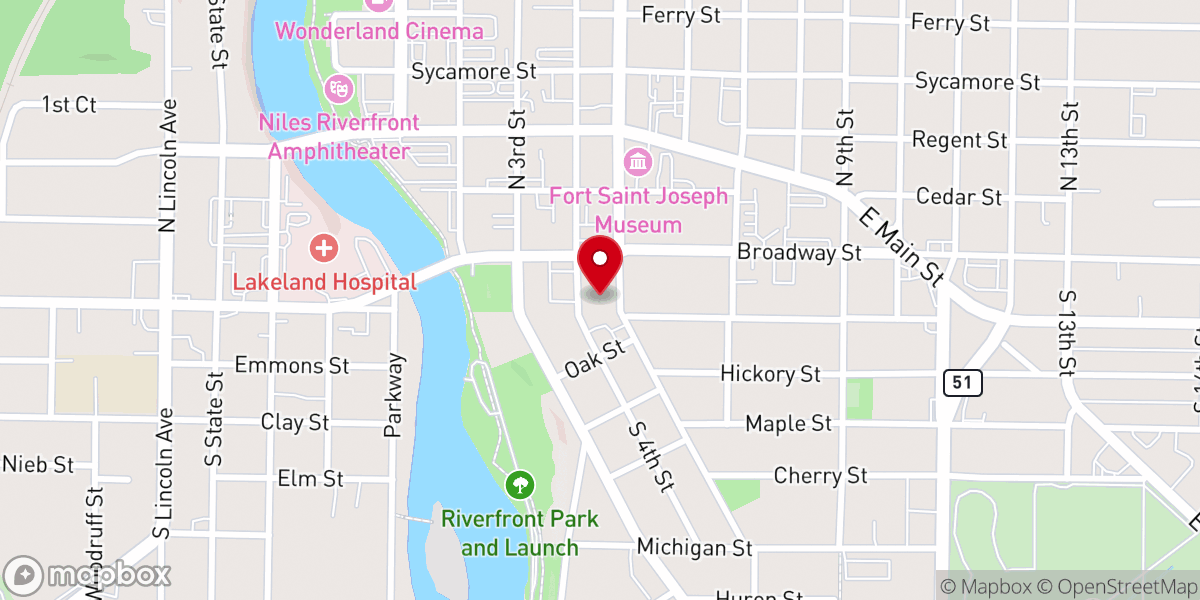 Map showing location of First Presbyterian Church