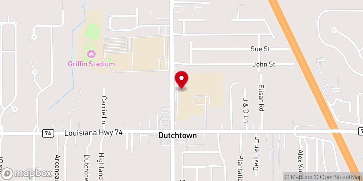 Map showing location of Dutchtown Middle School