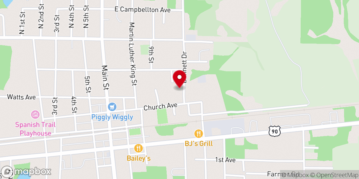 Map showing location of Jerusalem Baptist Church