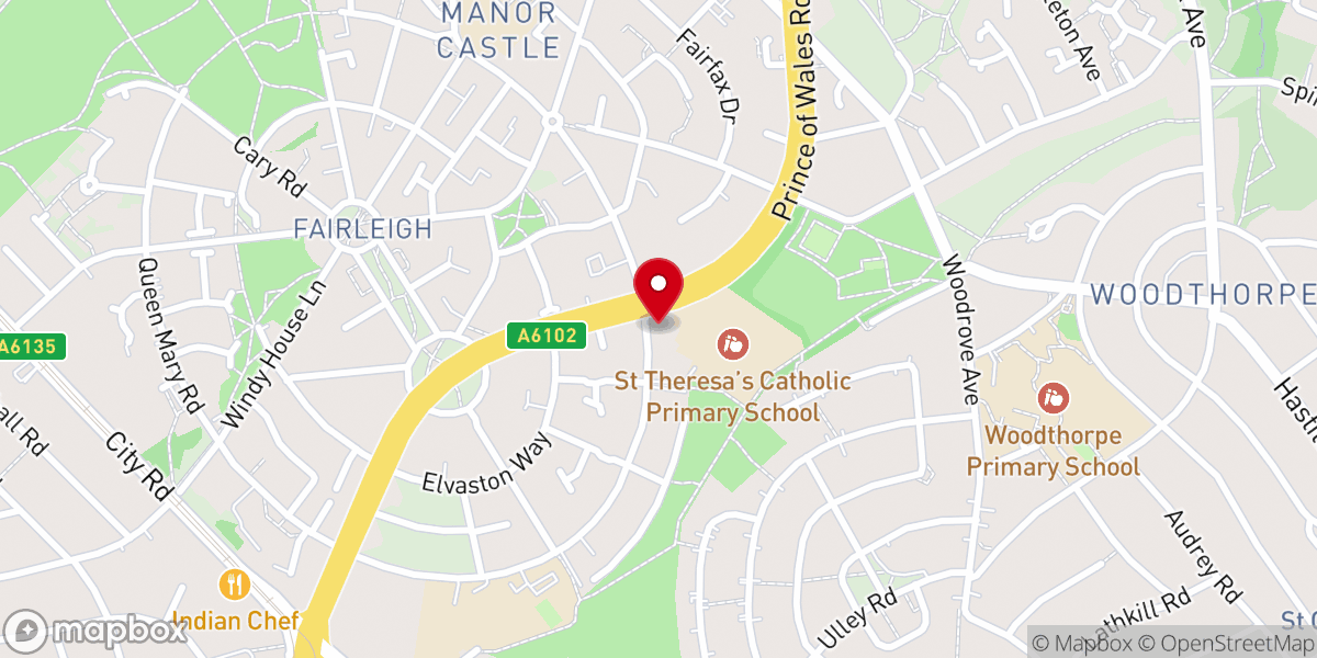 Map showing location of St Theresa's Church