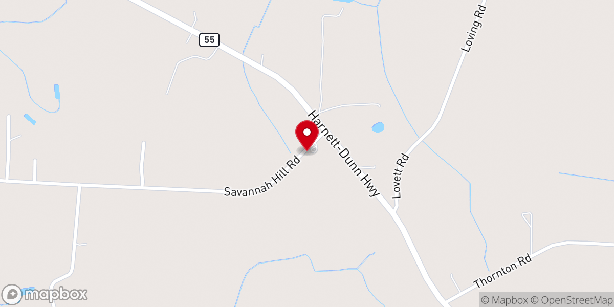 Map showing location of Savannah Hill PFWB Church