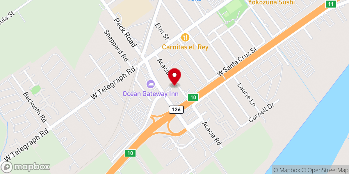 Map showing location of Santa Paula Freewill Baptist Church of Ventura County