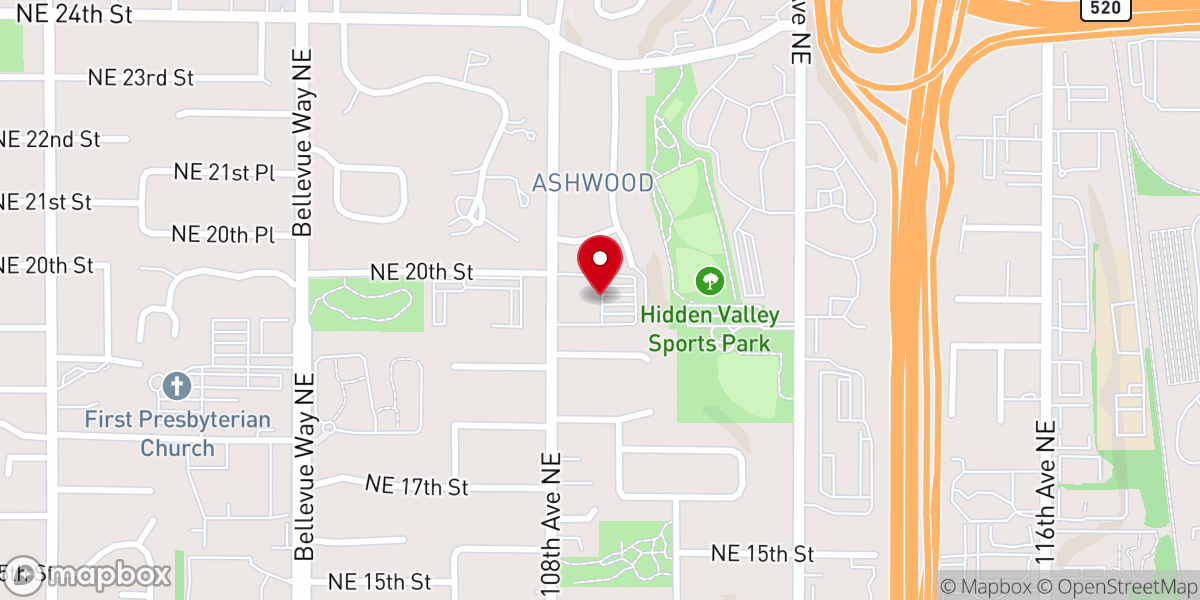 Map showing location of First United Methodist Church of Bellevue
