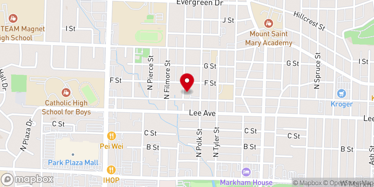 Map showing location of Hillcrest Community Church