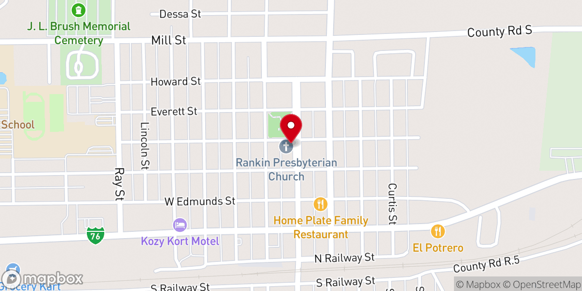 Map showing location of Rankin Presbyterian Church