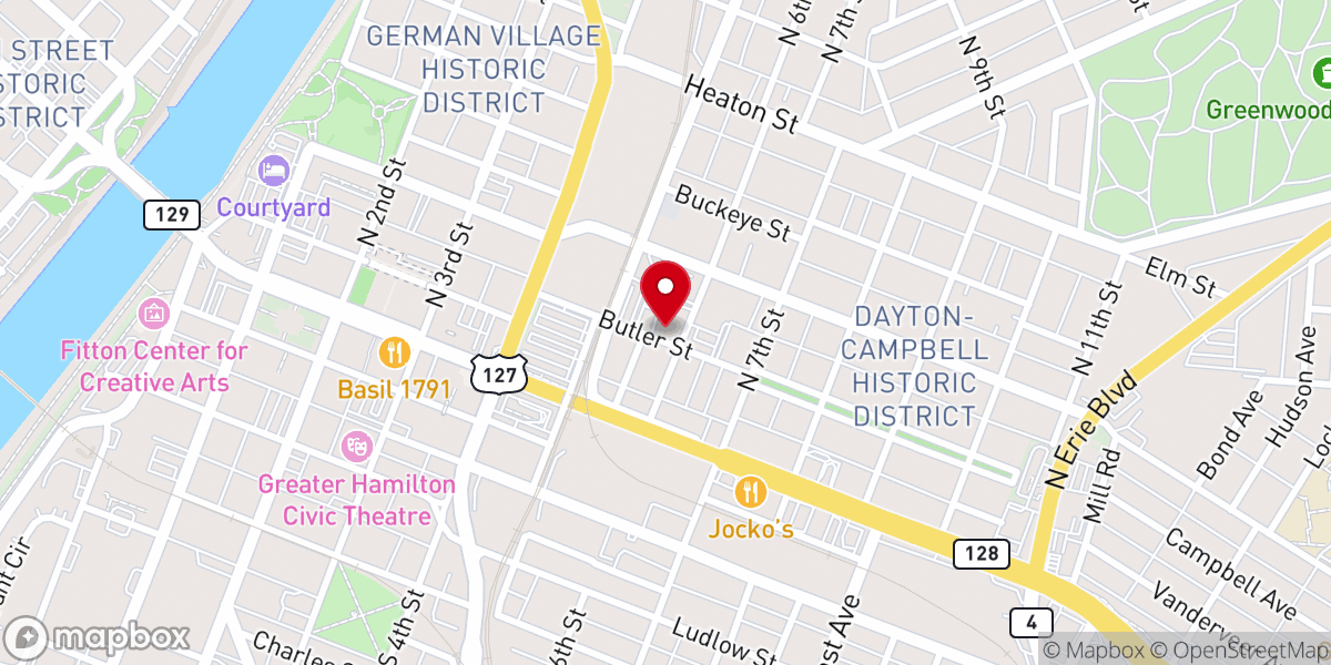 Map showing location of Trinity Episcopal Church