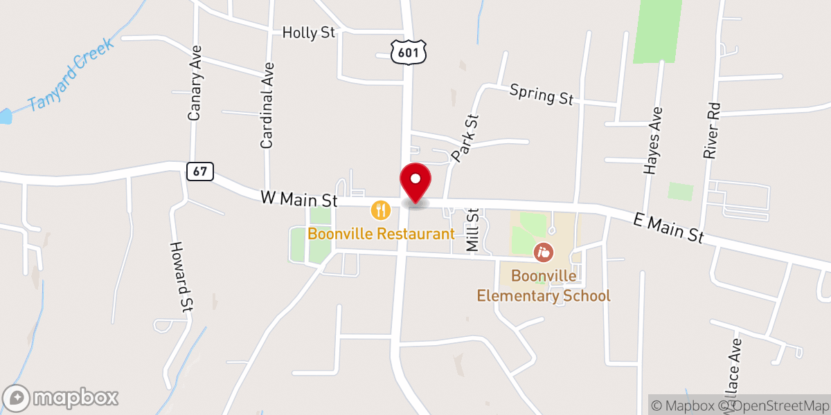 Map showing location of Boonville
