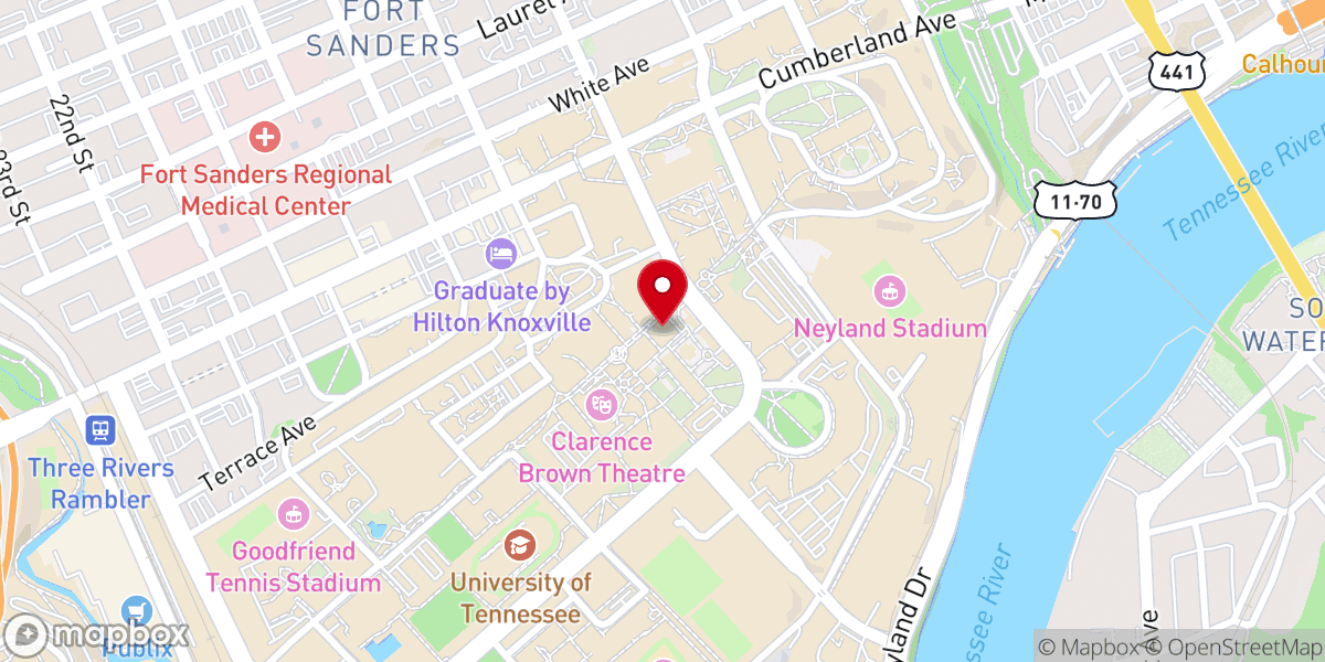 Map showing location of University of Tennessee