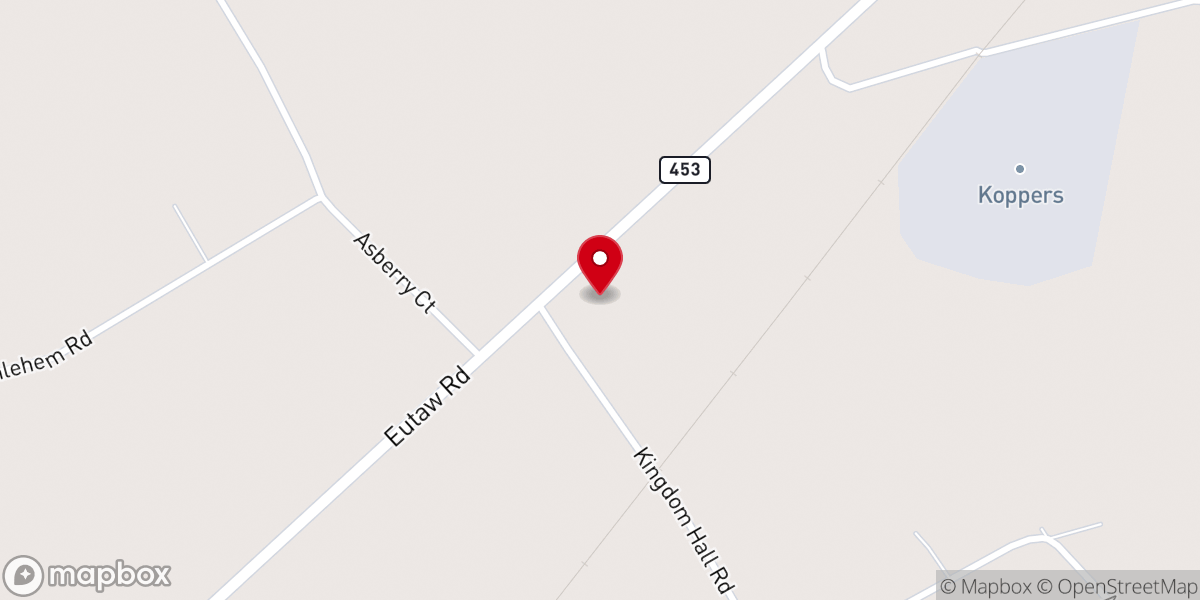 Map showing location of True Faith Baptist Church