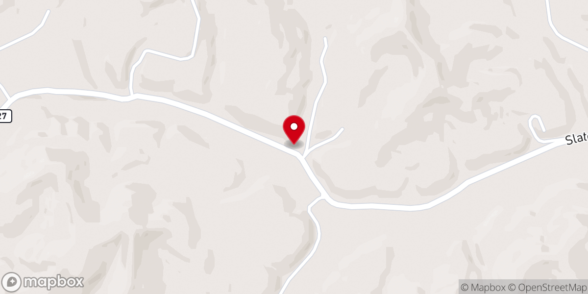Map showing location of Slate Lick Church