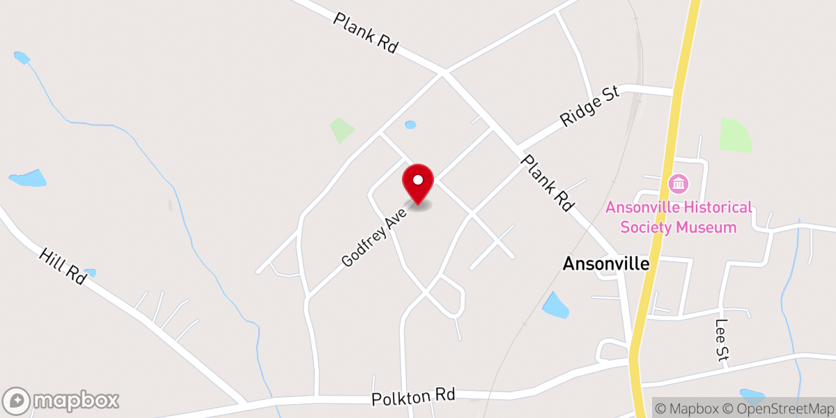 Map showing location of First Missonary Baptist Church Ansonville
