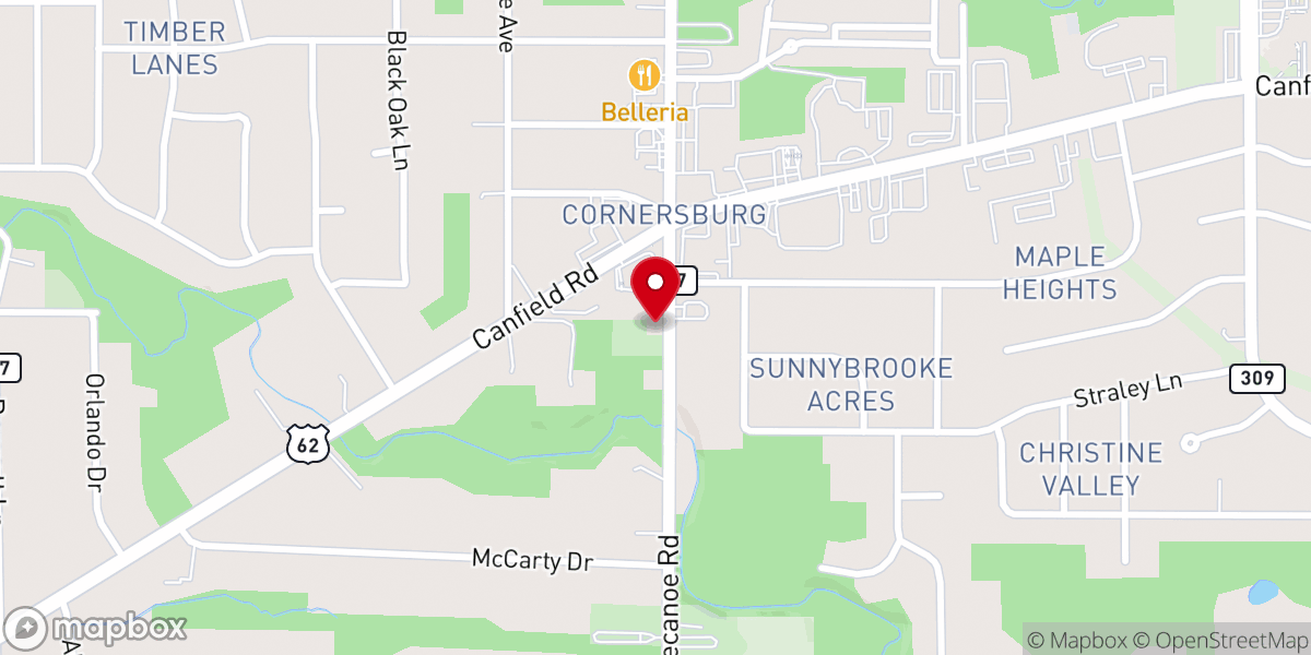 Map showing location of Cornersburg Baptist Church