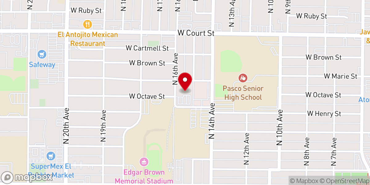 Map showing location of Pasco Christian Church