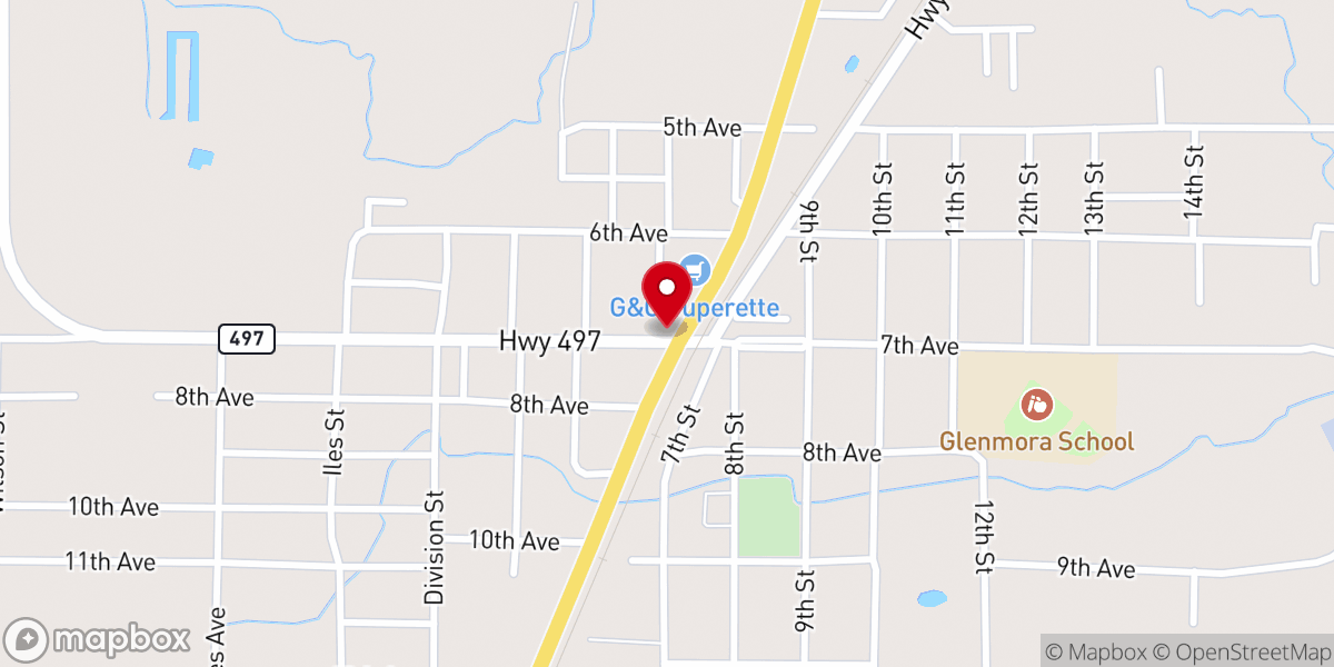 Map showing location of Glenmora