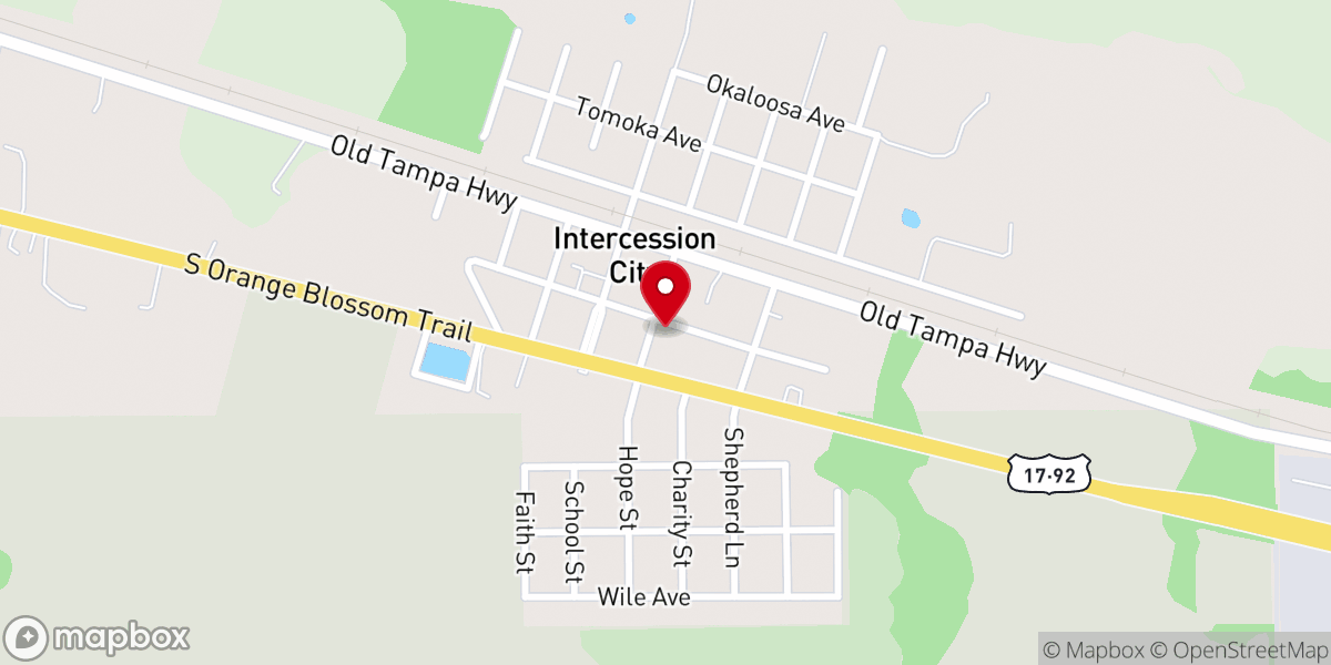 Map showing location of Gift of Grace Worship Center