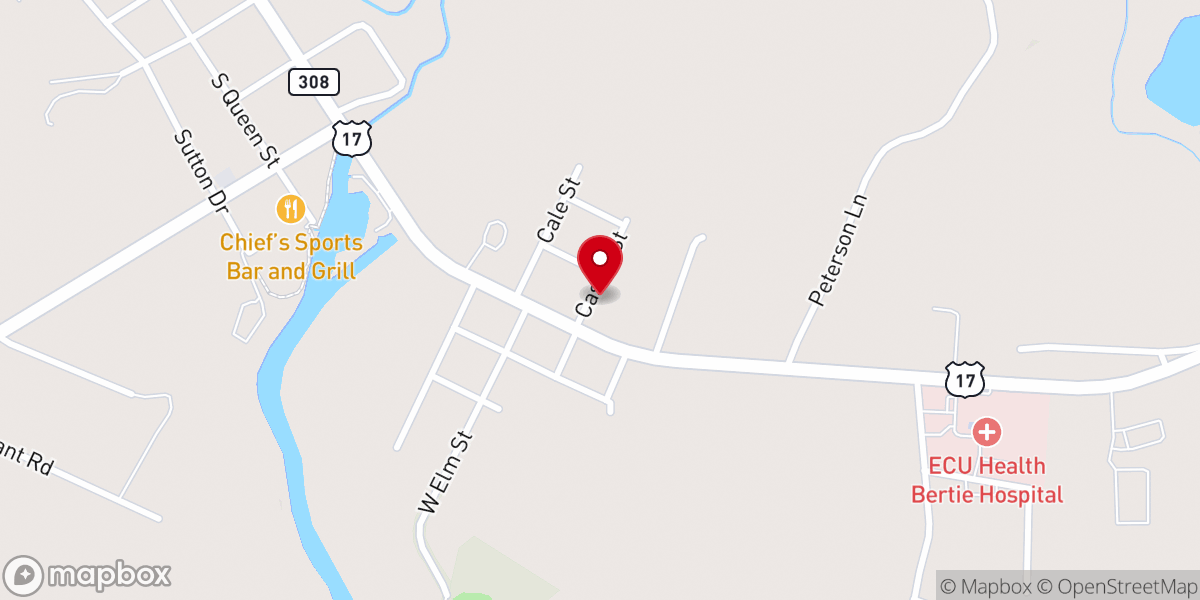 Map showing location of First Baptist Church