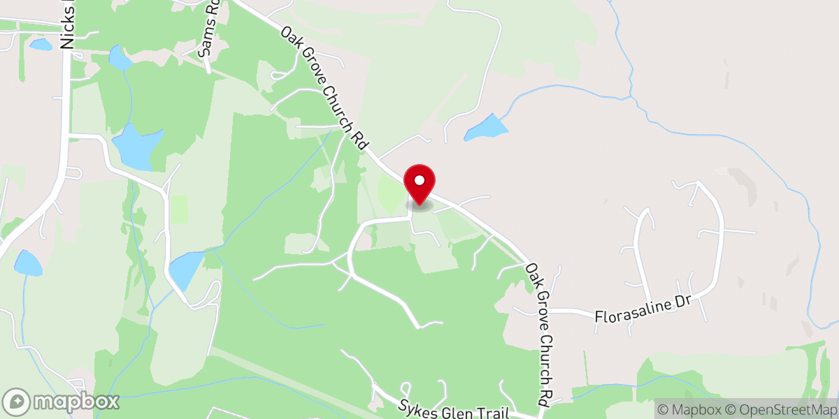 Map showing location of Oak Grove Baptist Church