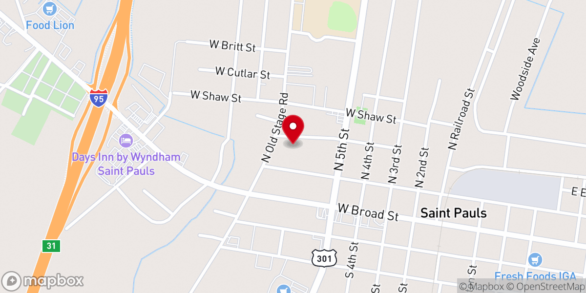 Map showing location of St Pauls Presbyterian Church
