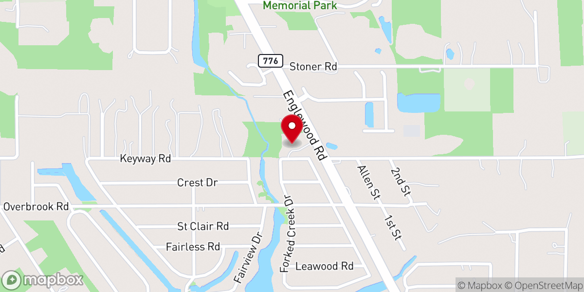 Map showing location of New Hope Baptist Church