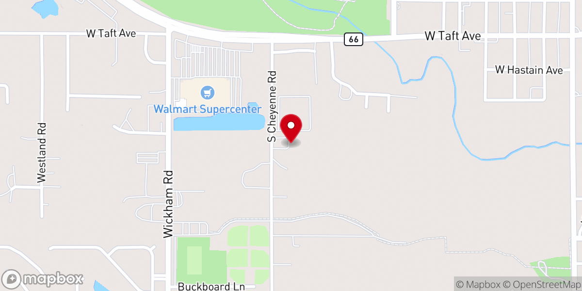 Map showing location of Westside Freewill Baptist Church
