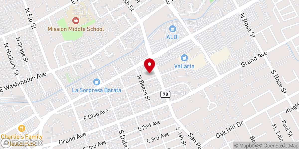 Map showing location of Centro Guadalupano