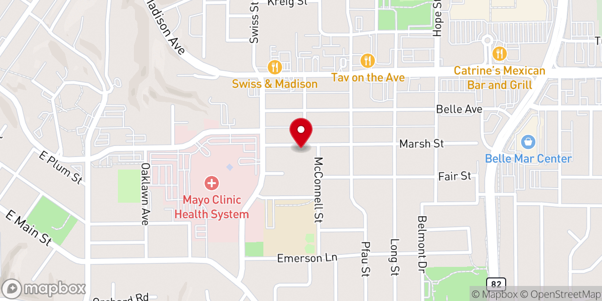 Map showing location of Mount Olive Lutheran Church